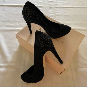 BCBG Black Suede Heels 8-1/2